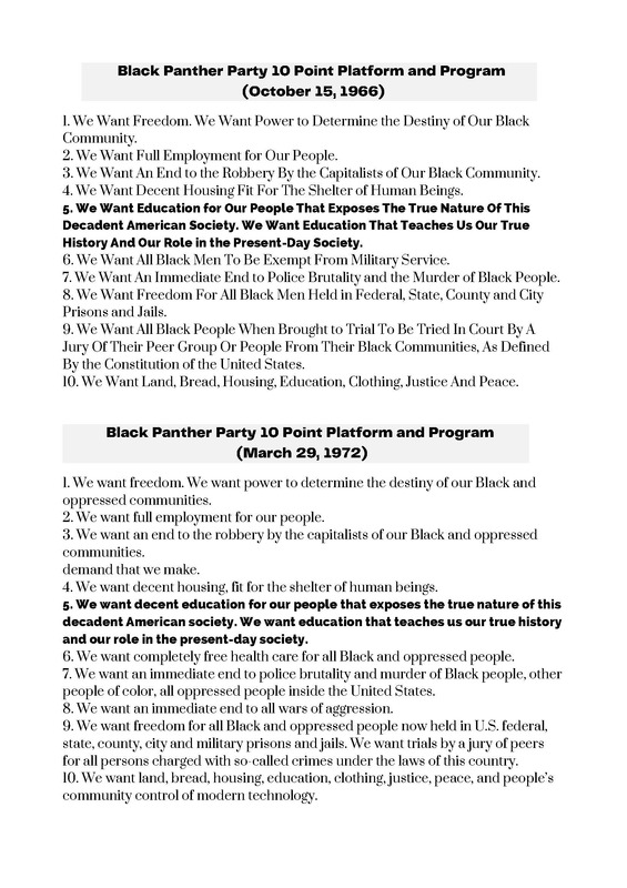 10 Point Platform and Program (1966) and (1972)
